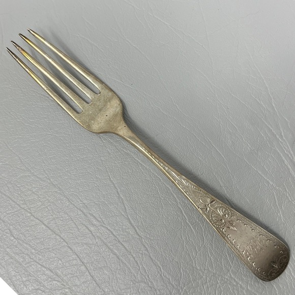 Antique Wm Wilson Son Sterling Silver Aesthetic Floral Engraved Fork 7in 42.8g